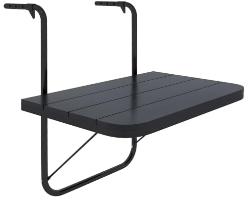 Outsunny Balkontisch zum Einhängen Klapptisch 4-Fach 60 x 40 cm Schwarz