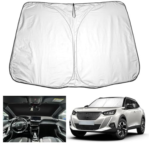 YEE PIN 2008 e-2008 Protezione Solare Auto Compatibile con Peugeot 2008 e-2008 P24 2020-2023 2024,Ombrellone Pieghevole Auto 2008 e2008 Parabrezza Anteriore Protezione UV Polvere