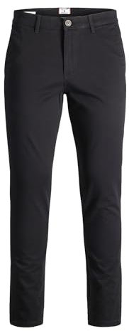 JACK & JONES Male Chino Hose Slim Fit Chino Hose, Farbe:Schwarz, Jeans/Hosen Neu:38W / 32L