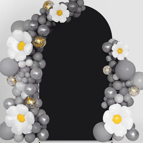 Alishomtll Hochzeit Bogen Hintergrund Abdeckung 7.2FT Spandex Doppelseitiger Elastischer Bezug für runde Oberseite Bogen Hintergrundständer Geburtstagsparty Zeremonie Bankett (Schwarz, 120x220cm)