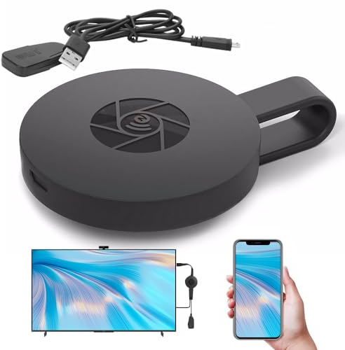 BFXMV Miracast HDMI Dongle, adaptador de pantalla inalámbrico con transmisor HDMI, adaptador de pantalla inalámbrico para iPhone/iPad/Android/iOS/Windows/Mac/ordenador portátil/PC a HD
