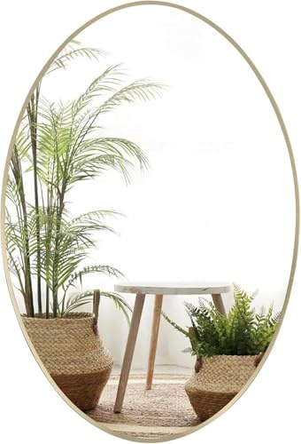 JENBELY Oval Wall Mirror, 22x30 Gold Oval Vanity Mirror, Bathroom Mirror of Metal Frame, Home Decorative Wall Mounted Mirror for Bathroom, Living Room, Entryway, Vanity