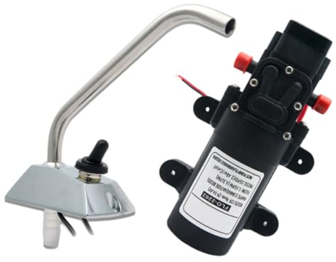 Riloer Pompe à eau 12 V, pompe à eau auto-amorçante haute pression 4,3 l/min avec interrupteur de robinet, portable et universelle pour caravanes et camping-cars