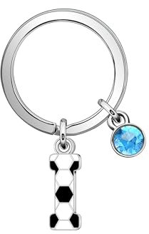 Casxyue Fußball Geschenke Schlüsselanhänger Für Frauen Mädchen Mann Jungen Anfangsbuchstaben Schlüsselanhänger mit Fußball Stil Fußball Schlüsselanhänger Buchstabe Football Party Geschenke (I)