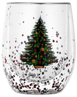 Tazza di Natale, bicchieri da tè, a doppia parete, 400 ml, per latte di Natale, regalo di Natale, vetro protettivo per scottature (A)