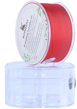 KONMAY Cordoncino in nylon satinato intrecciato da 0,4 mm, 150 m, per la creazione di gioielli, perline, nodi cinesi, kumihimo, macramè, rosso