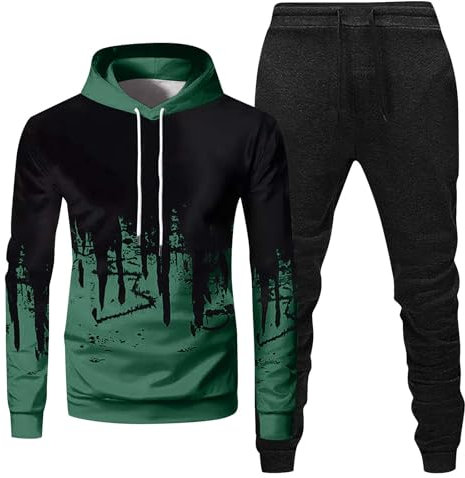 Hoodie Herren Jogginganzug Herren 2 Teilig Jogginganzug Trainingsanzug Tracksuit Mit Reißverschlüssen Tasche Freizeitanzug Hose Sportanzug Trainingsanzug Herren Baumwolle(#A Army Green,4XL)