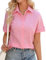 UMIPUBO Womens Blouses Shirts Ladies Cotton V Neck Tops Short Sleeve Button Down T-Shirt Elegant Solid Color Blouses Summer Casual Loose Fit Tunic Basic Tee Shirts for Ladies Work (Pink, L)