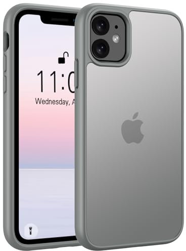Andwing Matt Hülle für iPhone 11 6,1 Zoll, Militärstandard FallSchutz Handyhülle für iPhone 11, Mattierte Durchscheinende Rückseite Schutzhülle, Anti-Fingerabdruck Kratzfest Haltbar Dunkelgrau