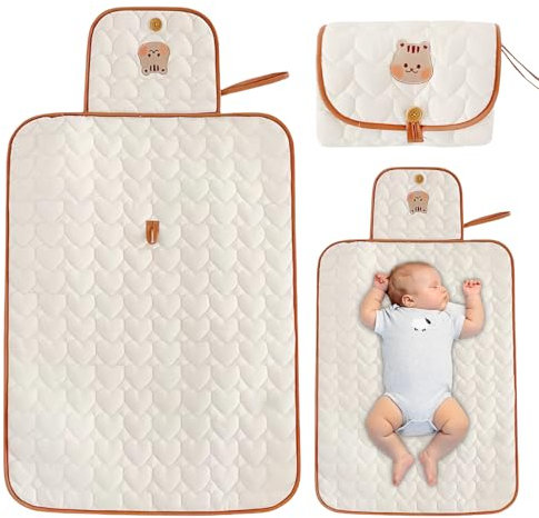 WANDGU Baby Wickelunterlage: Tragbare Windelunterlage Aus Reiner Baumwolle, Waschbar Und Schmutzresistent, für Unterwegs (70 x 50 cm)