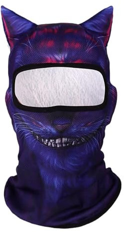Huxibai Katzengesichtsabdeckung, Kitty Ski Masqueraden,Atmungsaktives 3D -Leichter Tiergesichtsschutz mit Ohren | Lustige Ski -Maskeraden für Musikfestivals