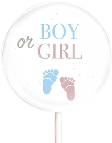 Personalisierte Motiv-Lollis - Thema Babyparty – Mit Namen oder Initialen (3,3cm, Gender Reveal Babyfüße)