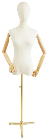 Schneiderpuppe Weiblich Schaufensterpuppe Damenbüste Schneiderbüste Vintage Kleiderpuppe Einstellbare Gesamthöhe 65-110cm für Bekleidungsgeschäfte Schneidereien oder Große Messestände