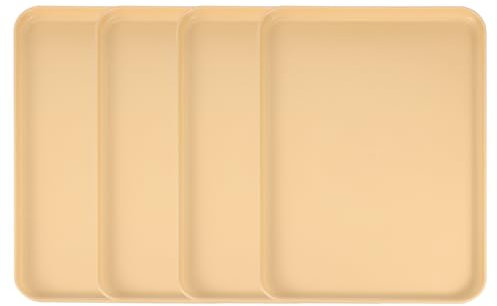 sourcing map 4 vassoi da portata in plastica, 38 x 26 cm, rettangolari, per cucina, ristorante, caffè, frutta, hamburger, pranzo, dessert, giallo