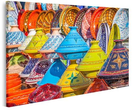 islandburner Bild auf Leinwand Bunte Marokkanische Keramik Tajine Ausstellungsstück Bilder Wandbilder Poster