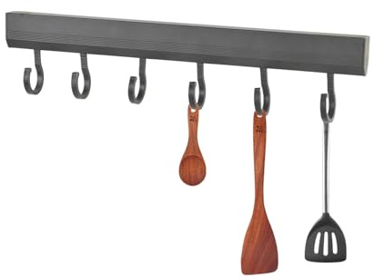 Ziyonix Cuisine Support Mural, Porte Ustensiles Cuisine Mural Sans Perçage Barre de Suspension Ustensiles Auto-Adhésif Barre à Accrocher des Rail Support avec 6 Crochets pour Salle de Bain Cuisine