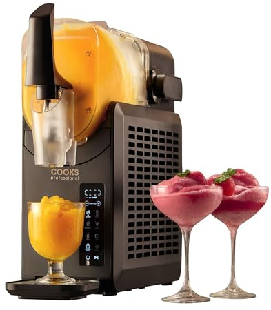 Cooks Professional Slushy Maker | 2.5L Slushie Machine with 5 Presets, Timer, Self-Cleaning & 12hr Cooling Function | Perfect for Slush, Milkshake, Frappé, Frozen Drinks or Cocktails | 220W | Black