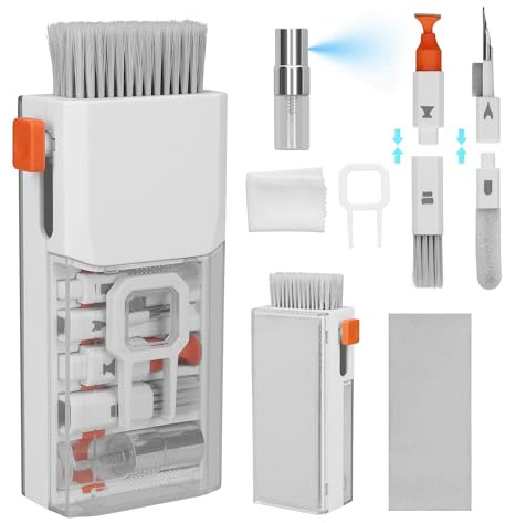 kwmobile 8-in-1 Tastatur Reinigungsset mit Bürste - Reinigungsstift Cleaning Kit für Kopfhörer Handy Laptop Kamera Ohrhörer - PC Zubehör - Gaming Gadgets - Technik Accessories