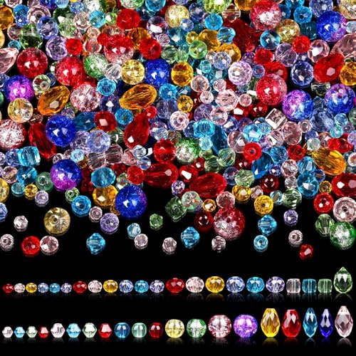 1200 Stück Bunte Perlen für Armbänder | AWARDSEN 4/6/8 mm Glasperlen zum Auffädeln mit Behälterbox, Bunt Glass Beads mit Loch für Basteln & Diy