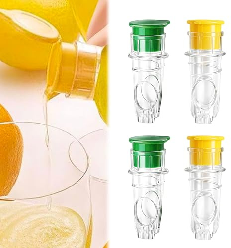 Zitronensaft Ausgießer, 4 Stück Manuelle Zitronenpresse Handpresse, Zitronenausgießer Für Haushalt Bar Cocktail Zubereitung, Outdoor Camping Reise (Grüne Und Gelbe)