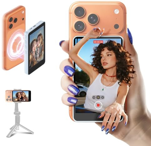 SYNCO XView M4 Pantalla Selfie Monitor para iPhone 7-17 & Android (Azul) | Inalámbrico 50m, Batería 3H, Soporta 1080p, Baja Latencia 40ms, Conexión P2P, Altavoz Integrado para Vlog & YouTube