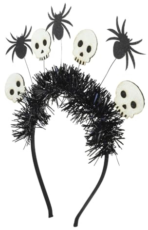 Abaodam Unique Spooky Costume Accessory Skull Halloween Headband Hairband with Felt Cloth and Satin Material and Photography Prop and Photography for Halloween Parties