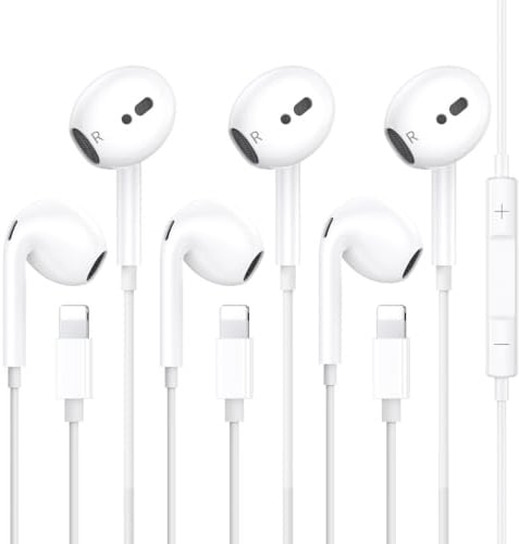3Pack iPhone 14 13 12 11 Kopfhörer Kabel [MFi-Zertifiziert] Kabelkopfhörer | In Ear Kopfhörer mit Kabel Mikrofon und HiFi Stereo für iPhone11/12/13/14 Plus Pro Max/XR/XS/X/SE/8/7/Plus/iPad/Air/iOS