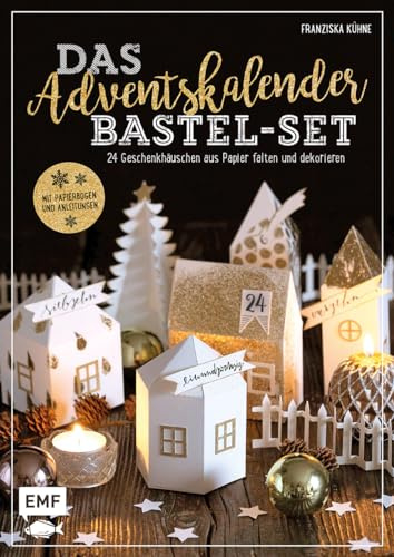 Das Adventskalender Bastel-Set – Mit Papierbogen und Anleitungen: 24 Geschenkhäuschen aus Papier falten und dekorieren
