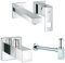 Grohe Eurocube 2-Loch-Waschtischbatterie (171 mm, Ausladung) 19895000 + Eckventil + Geruchverschluss