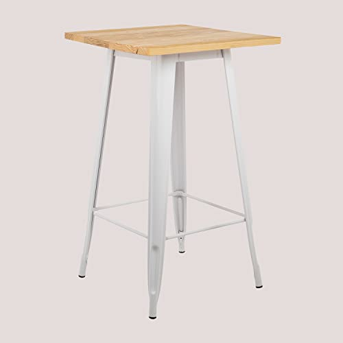 SKLUM Quadratischer Stehtisch aus Holz und Stahl (60x60 cm) LIX Weiss Natur