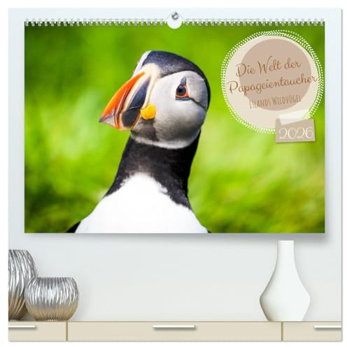 Die Welt der Papageientaucher - Islands Wildvögel (hochwertiger Premium Wandkalender 2026 DIN A2 quer), Kunstdruck in Hochglanz: Papageientaucher: Die beliebten Seevögel Islands (CALVENDO Tiere)