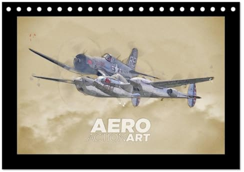 Aero Action Art - Luftfahrt Kunst (Tischkalender 2026 DIN A5 quer), CALVENDO Monatskalender: Luftfahrt Kunst. Illustrationen von Militärflugzeugen in dynamischer Haltung. (CALVENDO Mobilitaet)