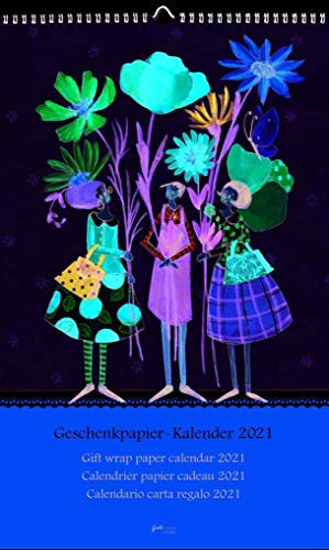 Geschenkpapier-Kalender | Wandkalender 2021 mit Zweitnutzen | Recycelbarer Kalender und Monatsplaner I Geschenkpapierkalender, liebevoll illustriert