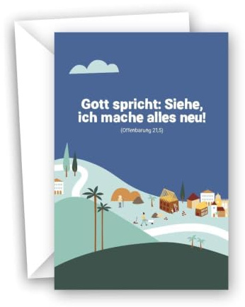 Gott spricht: Siehe, ich mache alles neu! (Offenbarung 21,5) Jahreslosung 2026: Klappkarte (inkl. Briefumschlag)