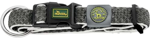 HUNTER Hundehalsung HILO VARIO PLUS, Farbe: anthrazit, innovatives 3D-Mesh-Material, atmungsaktiv, leichter Kühleffekt bei Wärme, reflektierend, stufenlos verstellbar, angenehm leicht, Größe: L-XL