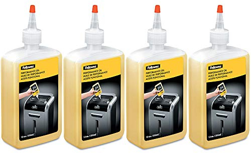 Fellowes 35250 Powershred Performance Oil, 12 oz. Bottle w/Extension Nozzle - 4 Pack