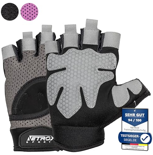 NetroxSports - atmungsaktive Sporthandschuhe mit extra Grip - Krafttraining, Fahrrad Fahren Fitness Handschuhe Gym - Herren & Damen - Trainingshandschuhe Fitnesshandschuhe Sport Fahrradhandschuhe