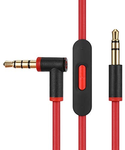 Replacement Audio Cable Cord Wire,Compatible with Beats Headphones Studio Solo Pro Detox Mixr Executive Pill with in Line Mic and Control (Black Red)