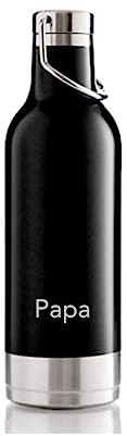 BOHORIA® Premium Isolierte Edelstahl Trink-Flasche 500ml mit Gravur – Thermo-Flasche – Wasserflasche - personalisiertes Geschenk - Flasche für Arbeit, Schule, Sport, Reisen (Handle Black)