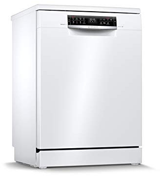 Bosch SMS6ECW57E Serie 6 Freistehender Geschirrspüler / D / 60 cm / Weiß / 85 kWh/100 Zyklen / 14 MGD / SuperSilence / Beladungs-Sensor / VarioSchublade / Home Connect