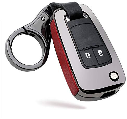 ontto Coque de clé de Voiture pour Opel Astra Corsa Insignia Karl Mokka Zafira Meriva Chevrolet Camaro Cruze Volt Coque de clé en Alliage de Zinc Noir Rouge