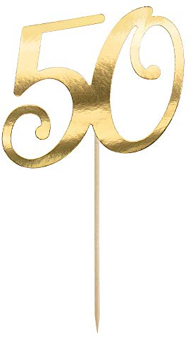 DekoHaus Cake Topper Zahl 50 in Gold 20,5cm Kuchendekoration