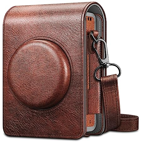 Fintie Tasche für Fujifilm Instax Mini EVO Sofortbildkamera - Hochwertige Kunstleder Reise Hülle Abdeckung Kameratasche Schutzhülle mit abnehmbaren Riemen, Braun