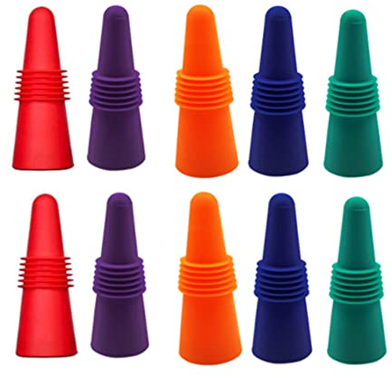 10 pezzi Silicone Tappi per Bottiglie di Vino, Tappo per Vino in Silicone, Tappo per Bottiglia di Vino con Fondo in Acciaio Inossidabile, Riutilizzabili, per Preservare Birra Champagne Bevanda .