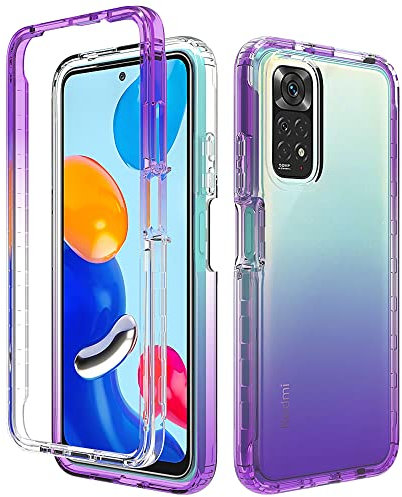 ESTH® Coque en TPU Clair pour Xiaomi Redmi Note 11/Note 11S avec Angles Choc Amortissant, Etui Protection Anti-Poussière avec Pare-Chocs PC, sans Protecteur D'écran, Mauve