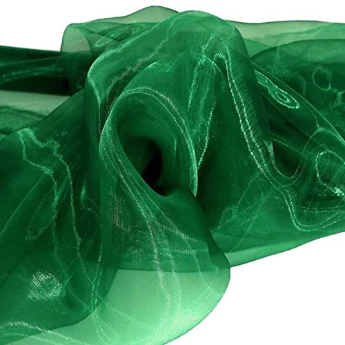 TOLKO 1m Organza Stoffe zum Nähen Meterware | Hauch Zart, Fein, Durchsichtig | zum Dekorieren Basteln 145cm breit | Leichter Glanz Stoff für Gardine Vorhänge Tischdecken Deko Schals (Grün)