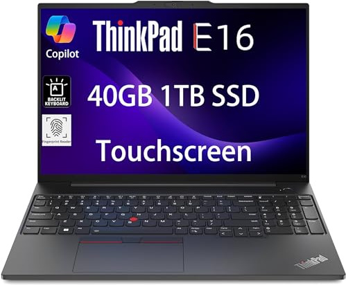 Lenovo ThinkPad E16 Business Laptop (16 FHD+ Touchscreen, AMD Ryzen 5 7530U, 40GB RAM, 1TB SSD, (8-Core Beat i7-1165G7)) Fingerprint, Backlit, FHD Webcam, WiFi 6, Ethernet, Win 11 Pro, Black