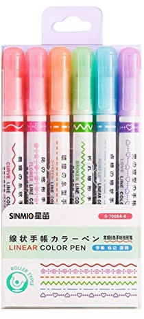 Amesor 6 Stück Curve Highlighter Set - Curve Textmarker-Set - Spitzenstifte Mit 6 Verschiedenen KurvenformenTextmarker - Farbige Curve Pens?Graffiti Markerstift Zum Schreiben, Zeichnen, Für Schulen.