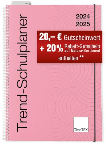 TimeTEX Trend-Schulplaner A4 Flamingo - Ringbuch - Schuljahr 2025-2026 - Lehrerkalender - Unterrichtsplaner - Timetex 10580