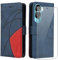 jrester Cover per Honor 90 Lite 5G (6.7 Inches), PU Pelle Portafoglio Libretto Flip Protettiva Custodia con 1 Pezzo Vetro Temperato Pellicola Protettiva per Honor 90 Lite 5G - Blu